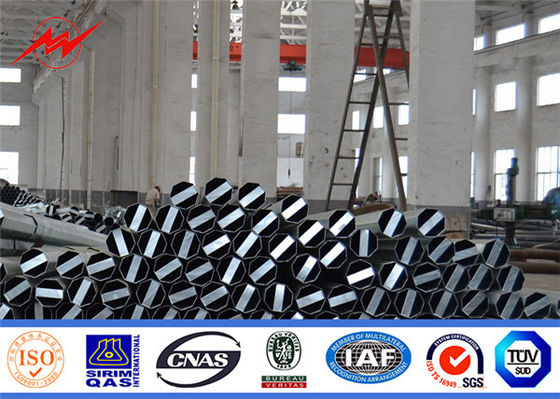 Transmission Gabon Q345 Steel Utility Pole , Metal Power Poles 10m 330KG