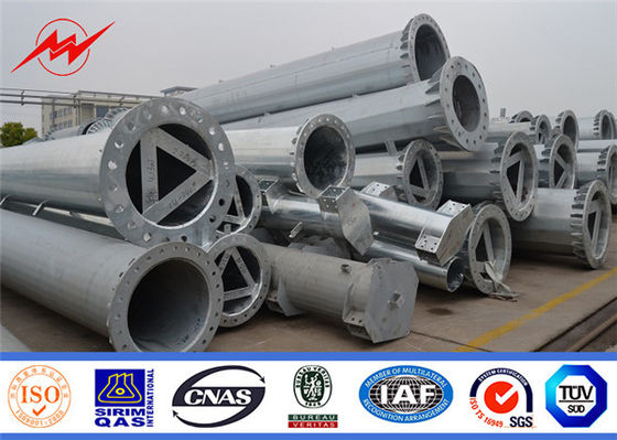 Galvanization 18m Steel Utility Pole Power Line Pole For 33kv Transmission Line