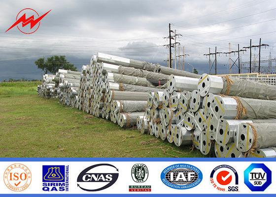 15M Galvanized Utility Power Poles With Suspension Double Arm Accessories