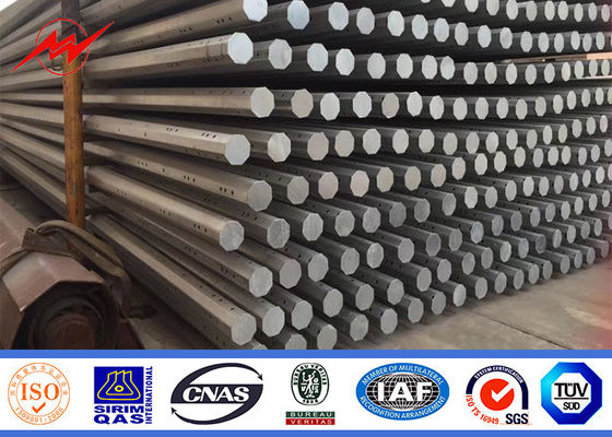 Transmission Line Longitudinal Steel Utility Poles Weld Galvanized Octagonal Mono Pole