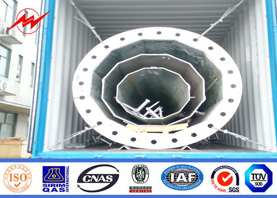 Flange Type Customized 100 Ft Steel Monopole For Communication Distribution