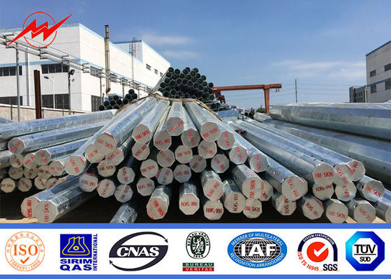 8M 6.5KN Breaking Load Steel Tubular Pole Q345 Hot Dip Galvanization