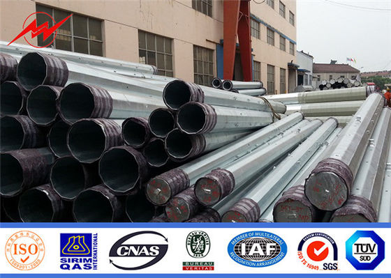 Galvanization 18m Steel Utility Pole Power Line Pole For 33kv Transmission Line