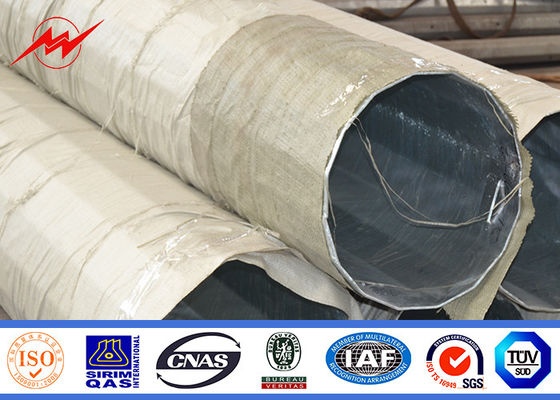 60ft 65ft Bitumen Burial Type Galvanised Steel Tubular Pole For Transmission