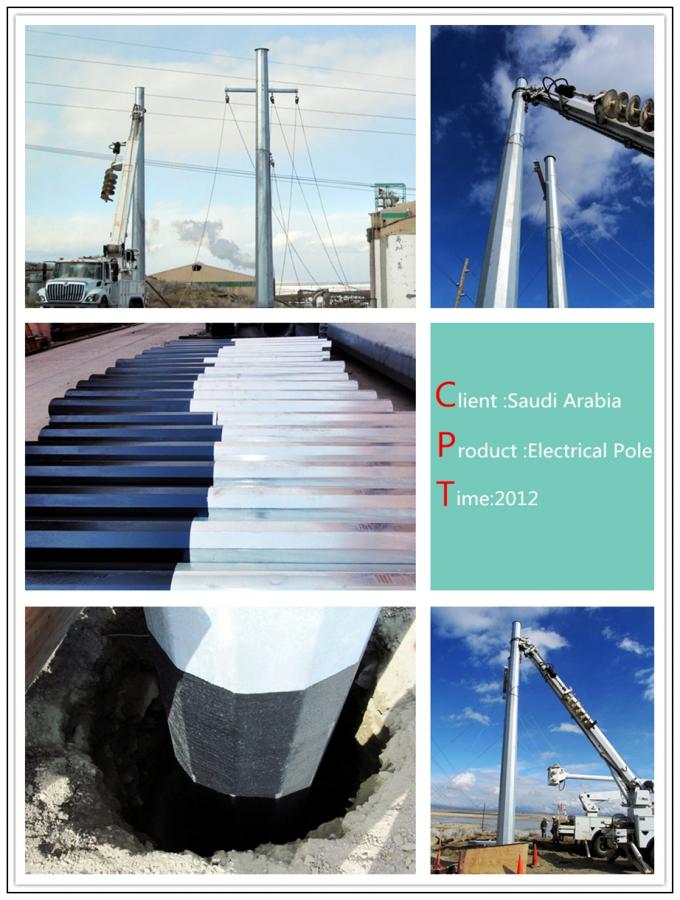 Economical 132kv bitumen Galvanized Steel Pole for overheadline project 0