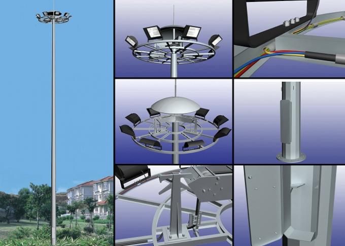 Hot dip galvanization led stadium lighting High Mast Pole for seaport lighting 0
