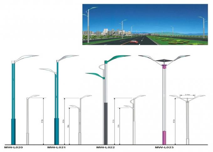 galvanized decorative solar galvanized Steel Street Light Poles with cross arm 0
