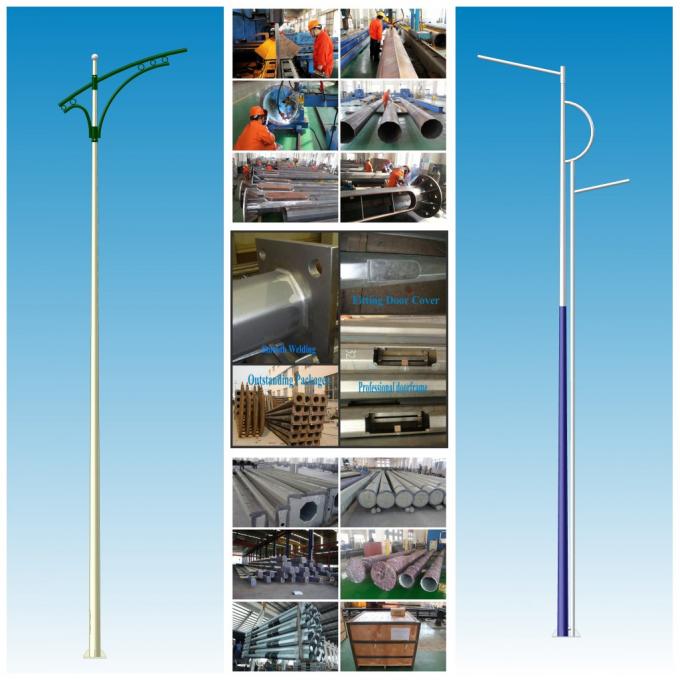 Park 6m Powder Coating Galvanized Steel Pole One Section with Cross Arm 2