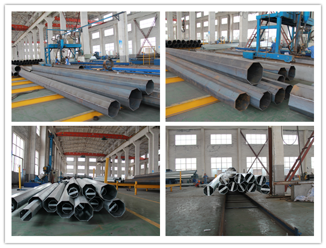 11kv Transmission / Distribution Galvanized Electrical Steel Power Pole 5m Height 2