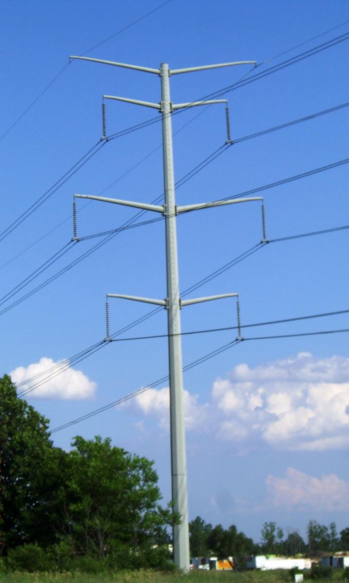Steel Galvanzied Electric Power Pole for 345KV Transmission Line 0