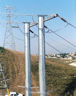 Hot dip galvnaized Electric Power Pole 8m height  for 132KV Transmission Line 2