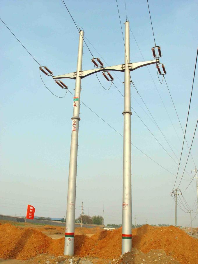 Q345 butrial type electric power pole 2.75mm for 110kv power distribution power substation 1