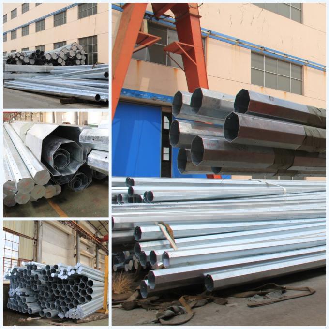 Round 4mm Steel Plate Thickness Galvanized Steel Pole 15m Height Straight Two Sections 2