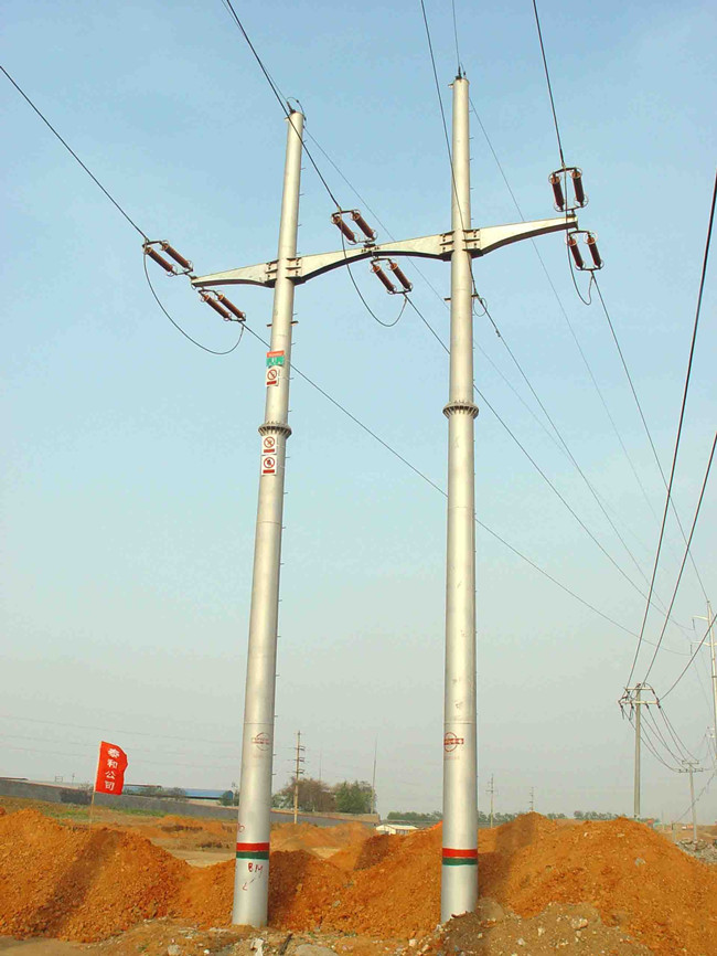 Conical type electric power pole 2.75mm thickness steel plate three sections 0
