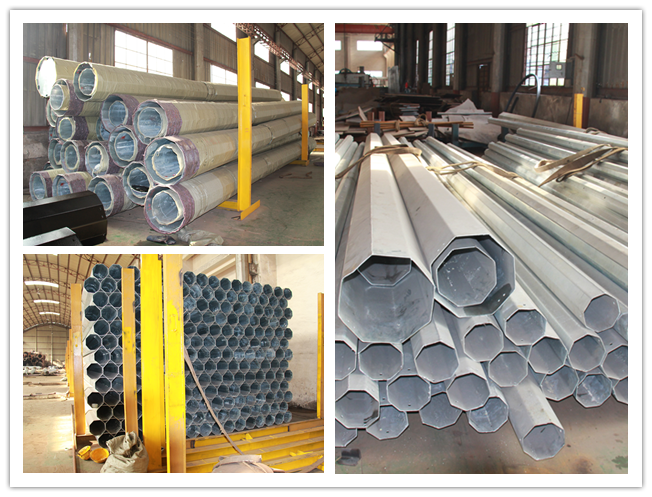 Conical steel tube Galvanized Steel Pole for overheadline project 1