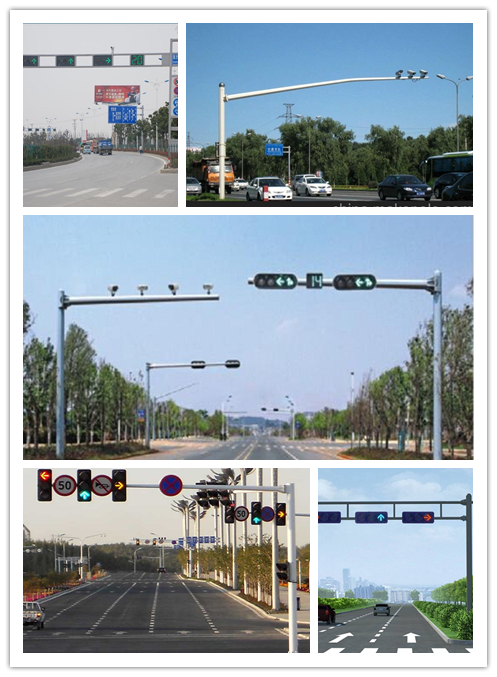 Windproof High Way 4m Steel Traffic Light Signals With Post Controller 0