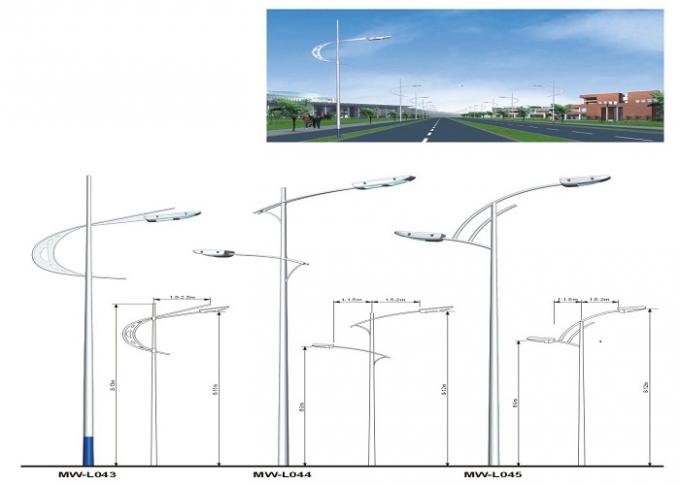 8M Q345 Hot DIP Galvanized Street Lighting Poles Highway Steel Poles With Single Arm 0