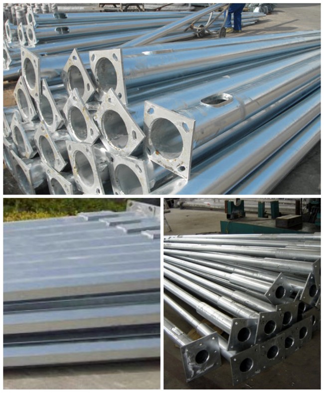 7mm 3mm wall thickness dual outreach Galvanized Steel Pole for highway light design 0