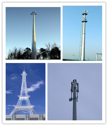 Steel Telecom Cellular Antenna Mono Pole Tower For Communication , ISO 9001 0