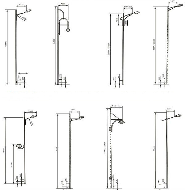 12mm 4mm wall thickness double bracket Galvanized Steel Pole for area sports lighting 0