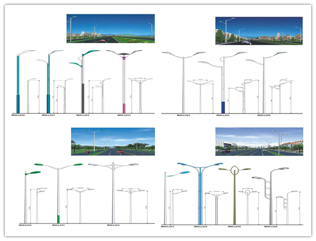 Road Powder Coating Solar Street Light Poles With Single Bracket 20w - 400w 0