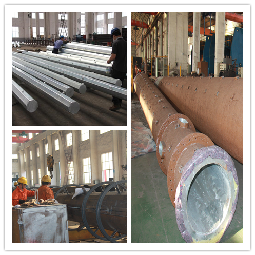 High Voltage 220 KV Double Circuit Electrical Galvanized Steel Pole For Transmission 1