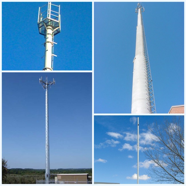 Slip Sleeve Tapered 80ft GSM Mono Pole Tower With Poured Concrete 2
