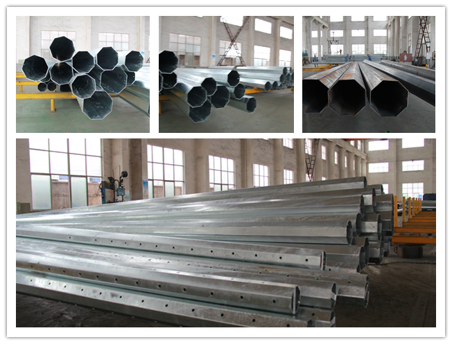 Galvanized Steel Utility Pole 13.4kv Powerful Transmission Line 160 Km / H 30 M / S 1