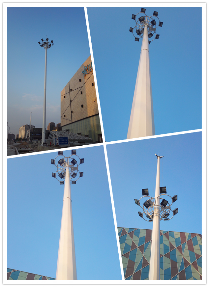 Plaza Lighting 1000W Painting 80M High Mast Outside Light Pole , BV 1