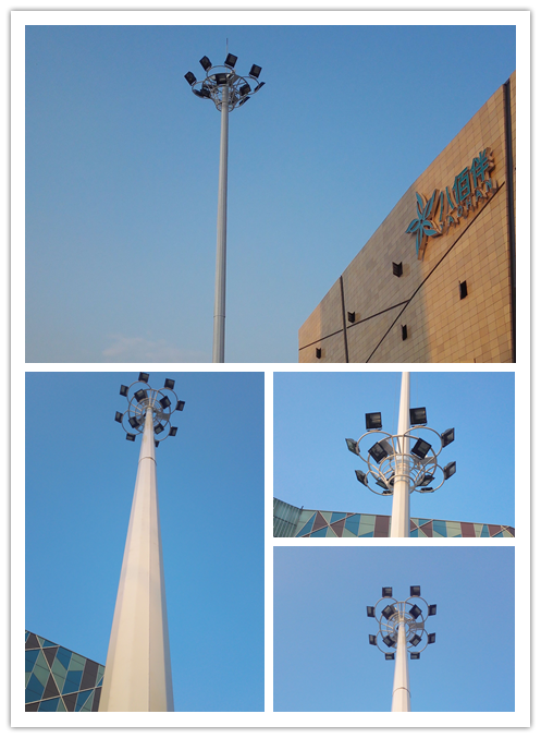 Anticorrosive Round 25M HDG Plaza High Mast Pole with Round Lamp Panel 2