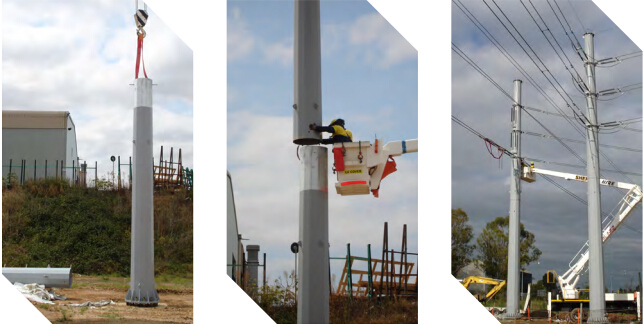 12sides 25ft 69kv Steel Utility Pole for Power Distribution structures with climbing rung 2
