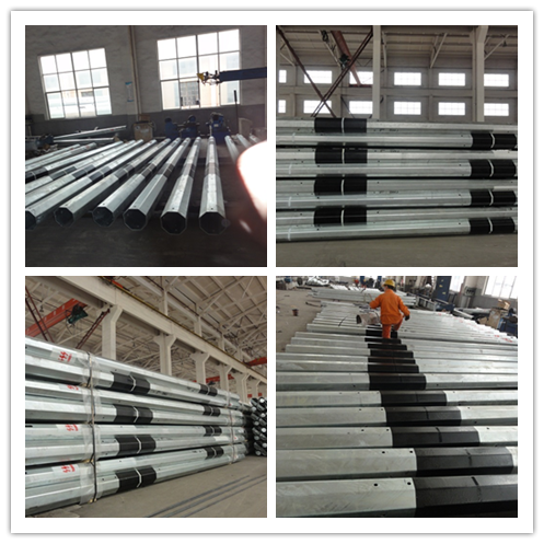 Anti - Ultraviolet 45FT Distribution Galvanized Steel Pole With Cross Arm 0