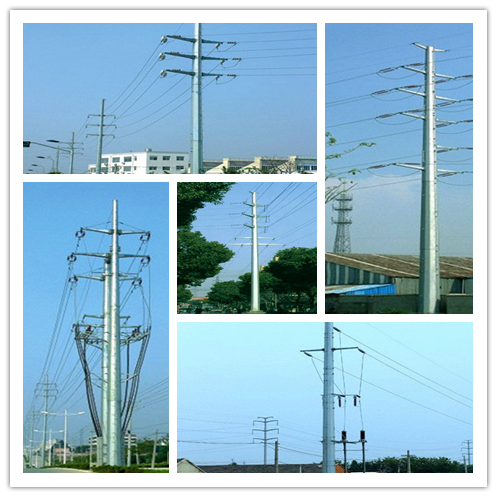 132 Kv Utility Pole Hot Dip Galvanized Steel Poles 3mm Thickness 0
