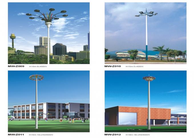 S355JR Polygonal 25m Galvanized Sports Light Poles With Electric Rasing System 2