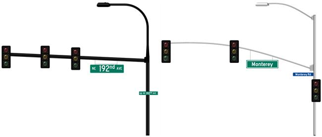 4m Seaside Freeway Traffic Sign Polyester Traffic Light Pole With Double Bracket 0