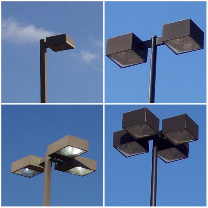 10M Blue Square Light Street Lighting Poles 4mm Thickness 1.5m Light Arm For Parking Lot 0
