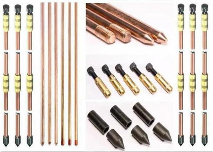 Weld Copper Ground Rod Threaded 1000mm 1200mm 1500mm Copper Earth Rod With Accessories 0