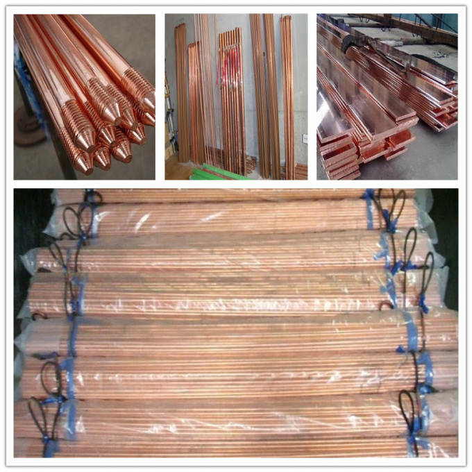 Weld Copper Ground Rod Threaded 1000mm 1200mm 1500mm Copper Earth Rod With Accessories 1