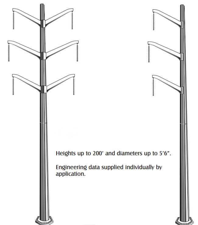 12m 1250DAN Steel Utility Pole GR65 Material For Togo Electric Distribution 0