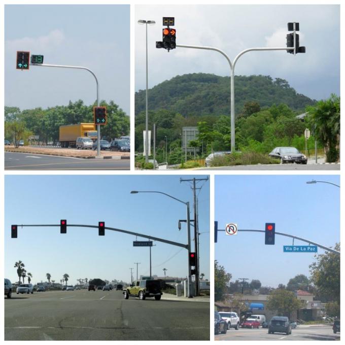 Single Arm 6M Traffic Light Pole Octagonal Shape With Hot Dip Galvanization 11M Cross Arm 0