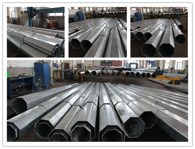 Customized Galvanized Steel Electrical Power Pole For 11kv Transmission Line 0