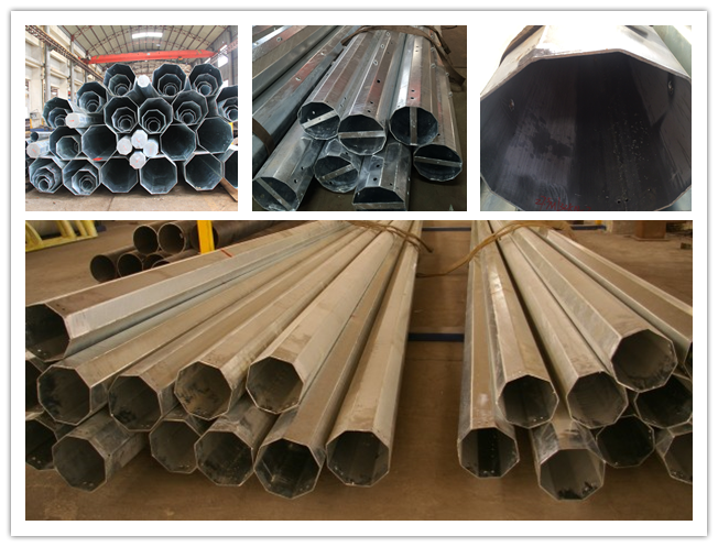 Hot Dip Galvanized Polygonal Utility Power Poles For Distribution Line 0