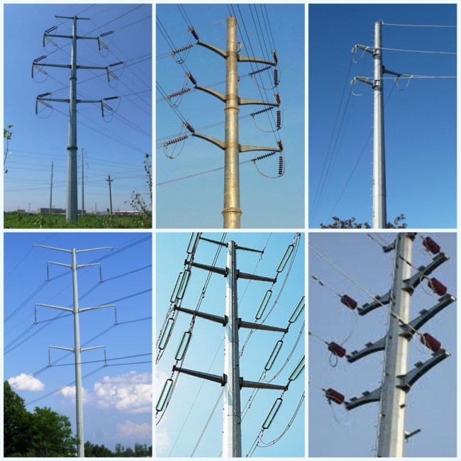 Angle Cross Arms 16 Sides 24 M Galvanized Steel Pole Electrical Transmission Towers 0