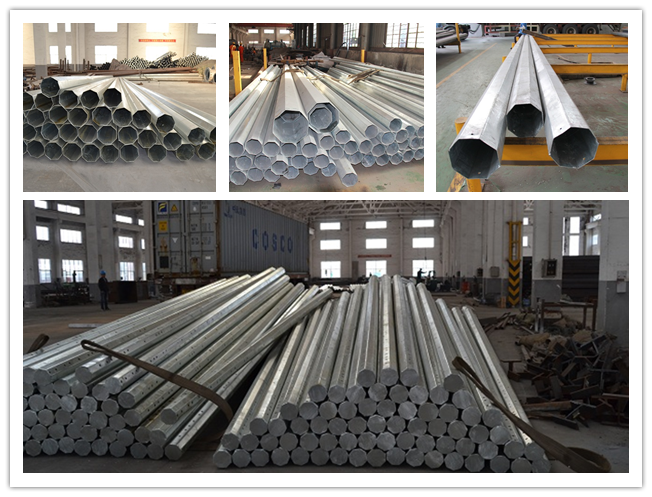 Hot Dip Galvanized Utility Power Poles For 69kv Transmission Line Project 0