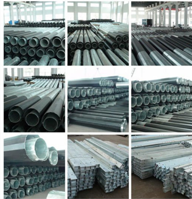 Round Shaped Galvanized Steel Pole 16 Sides With Galvanized Climbing Bolt 1