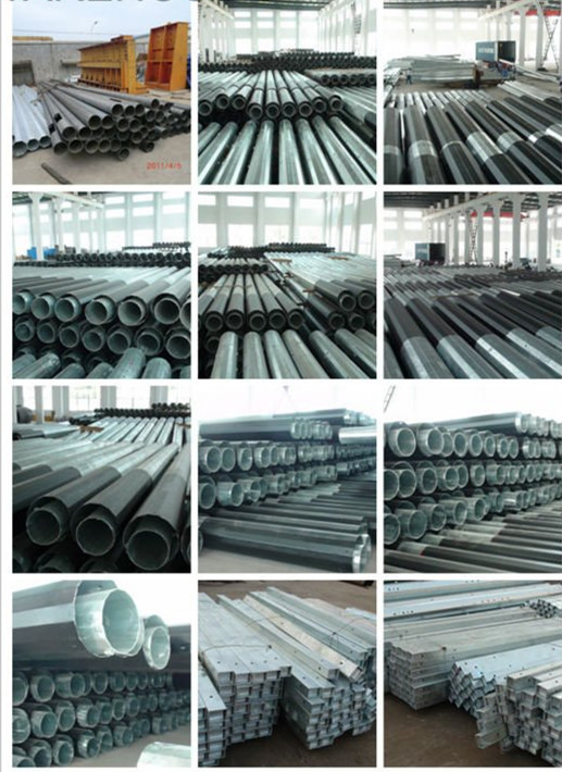 Round Section Transmission Galvanised Steel Poles 15m 24KN With ISO Approved 1