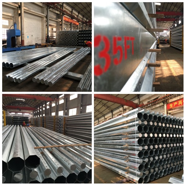 Polygonal Shape 200 Dan Load Galvanized Steel Pole With AWS D1.1 Welding Standard 2