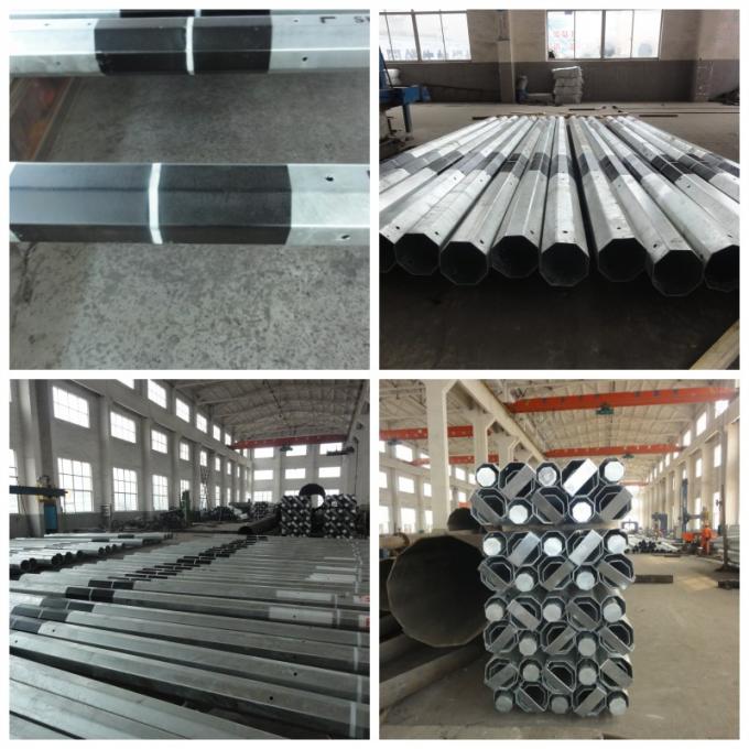 Galvanized 14mm 3KN Steel Power Pole 8mm Thickness For Distribution Power Line 2