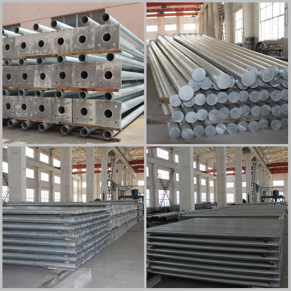 Octagonal Shape Galvanized Steel Electric Pole 10M 5KN Load Steel Transmission Poles 2