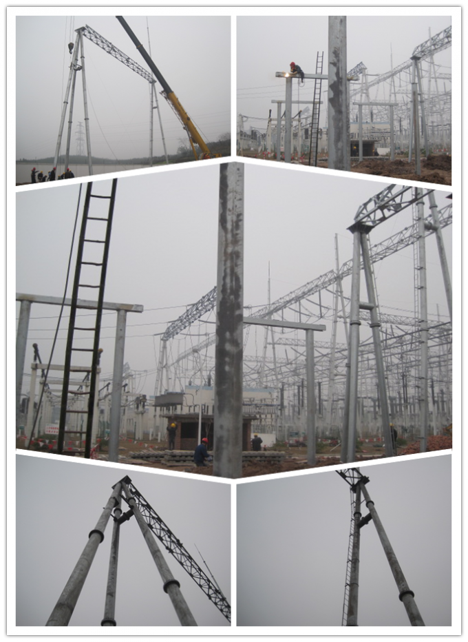 30KN 220KV Galvanized Electric Power Pole , 22M Q345 Steel Power Pole ISO 9001 1